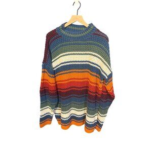 Vintage Hunt Club Tall T/Xl Striped Multi-Color 100% Cotton Sweater Made In USA